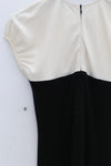 SWAYING/KNIT Puff Sleeve Contrast Color Silk Dress SW23SS2L21 Black/White
